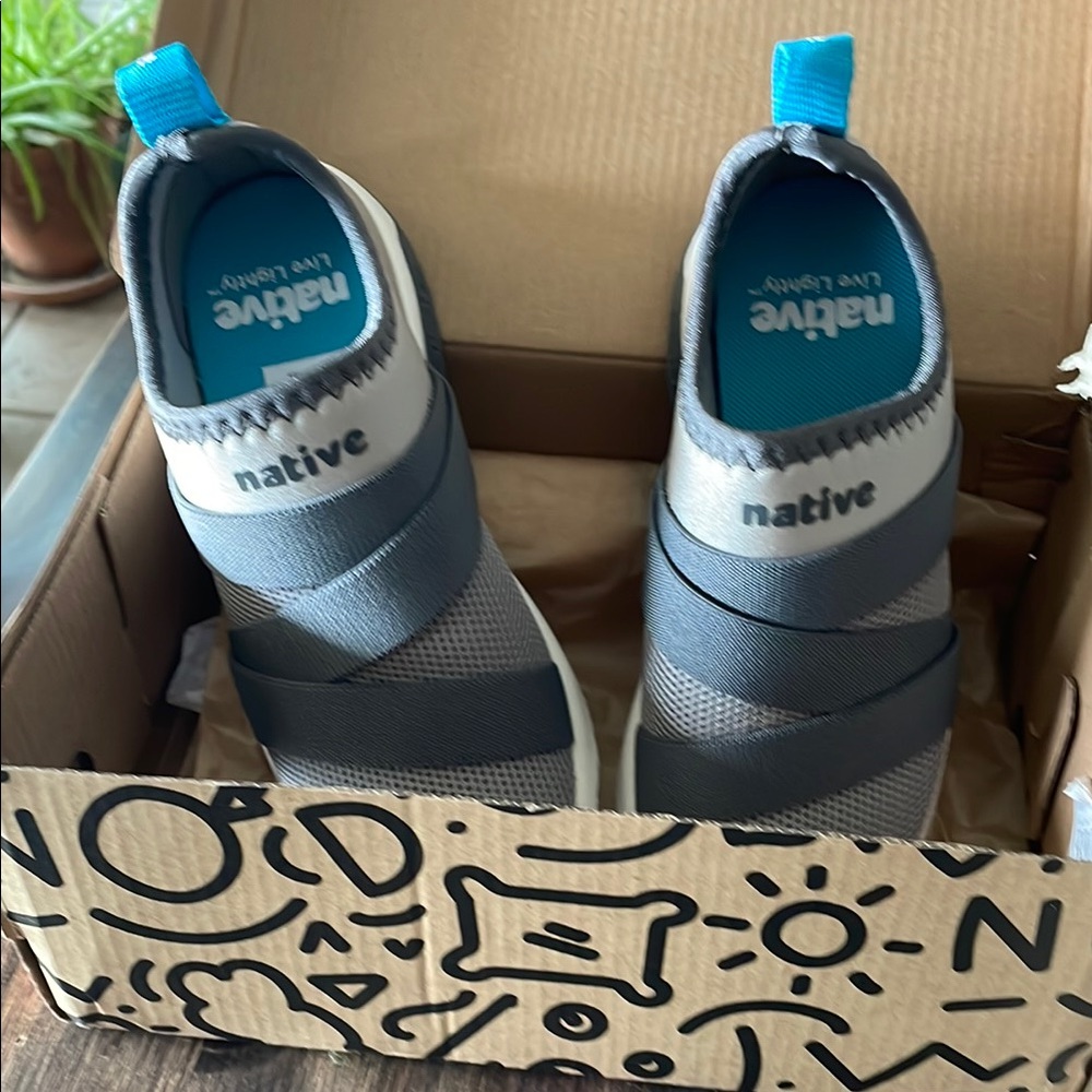 Native Gray and Blue Sneakers